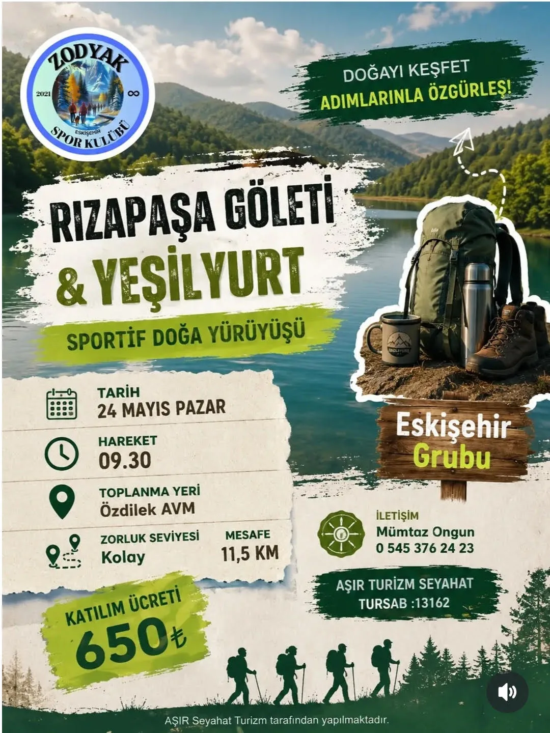 Yeşilyurt – Rızapaşa Göleti Doğa Yürüyüşü